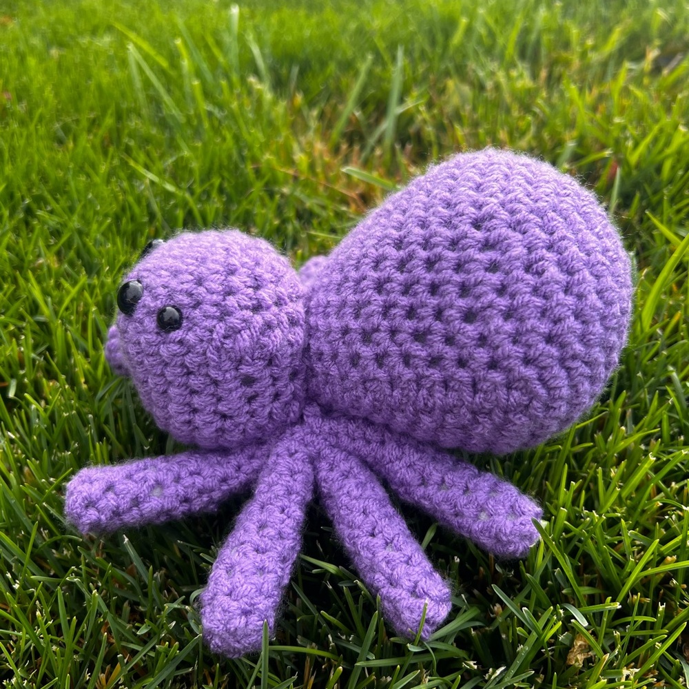 Hand Crocheted Lucas the Purple Little Spider Stuffed Animal Halloween Decor! - Picture 8 of 10